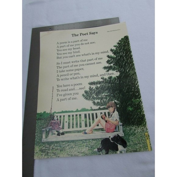The Poet Says Grade School Poster Babs Bell Hajdusiewicz 30234 Poetry VNTG - Picture 5 of 5